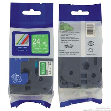 国产兄弟标签机色带 TZ2-755 兄弟标签机色带24mm绿底白字