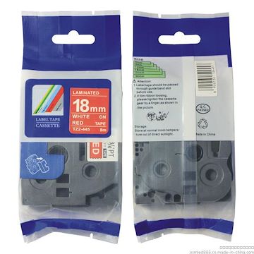 兄弟标签机色带 TZ2-445 兄弟标签机色带18mm红底白字